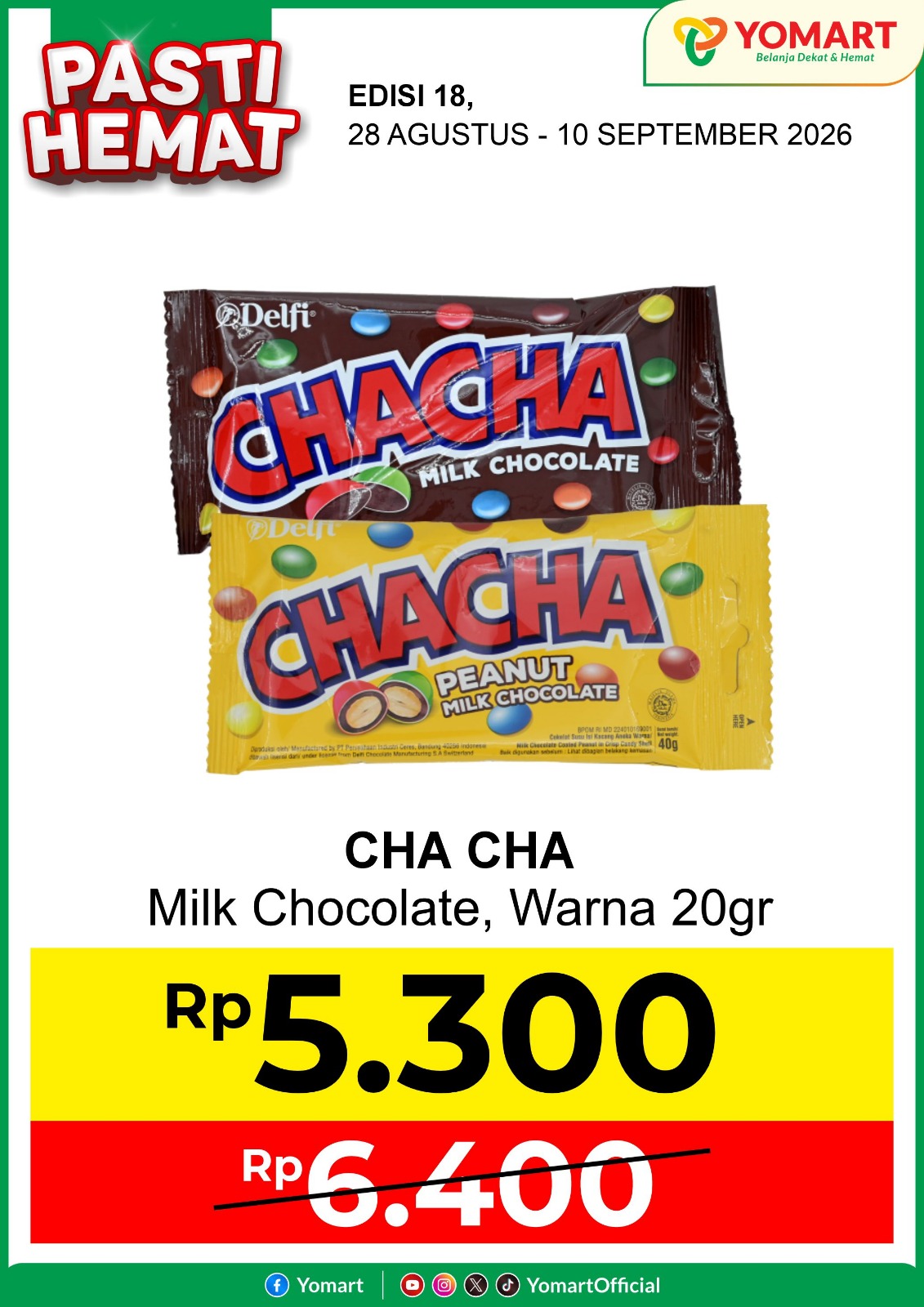Cha Cha Milk chocolate, warna 20gr