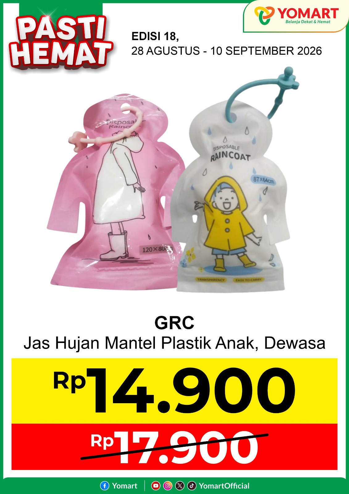 GRC jas hujan plastik anak & dewasa